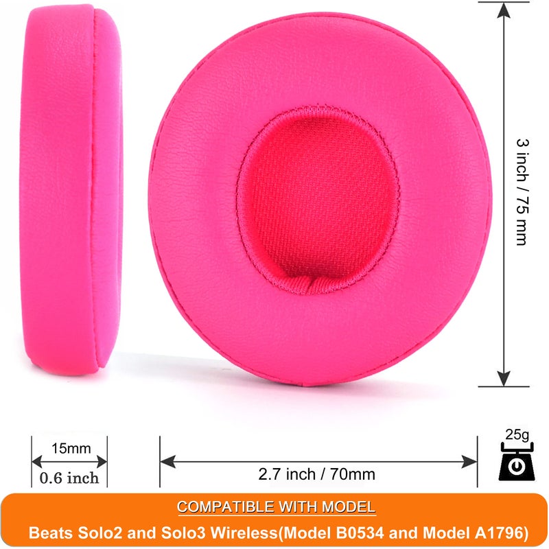 defean Solo3 Solo2 Earpads Replacement Ear Cushion Ear Pads for Solo 3.0 Wireless, Solo 2.0 Wireless On-Ear Headphone,3M Stronger Adhesive, Softer Leather, Noise Isolation Foam (Pink) - Image 4
